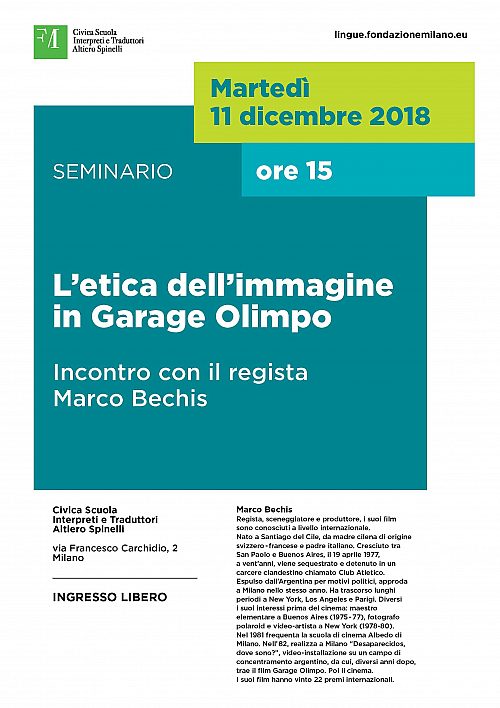 Seminario Marco Bechis 2018